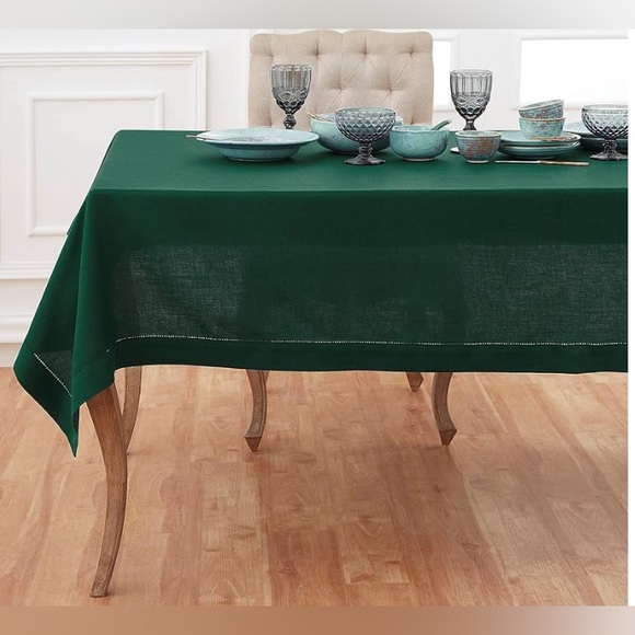 Solino Home 100% Pure linen classic hemstitch tablecloth
